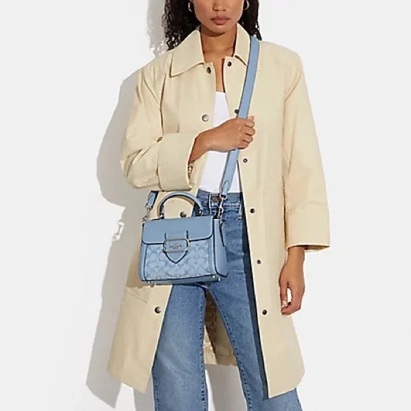 NWT！COACH MORGAN TOP HANDLE SATCHEL IN SIGNATURE CHAMBRAY（COACH CH142）